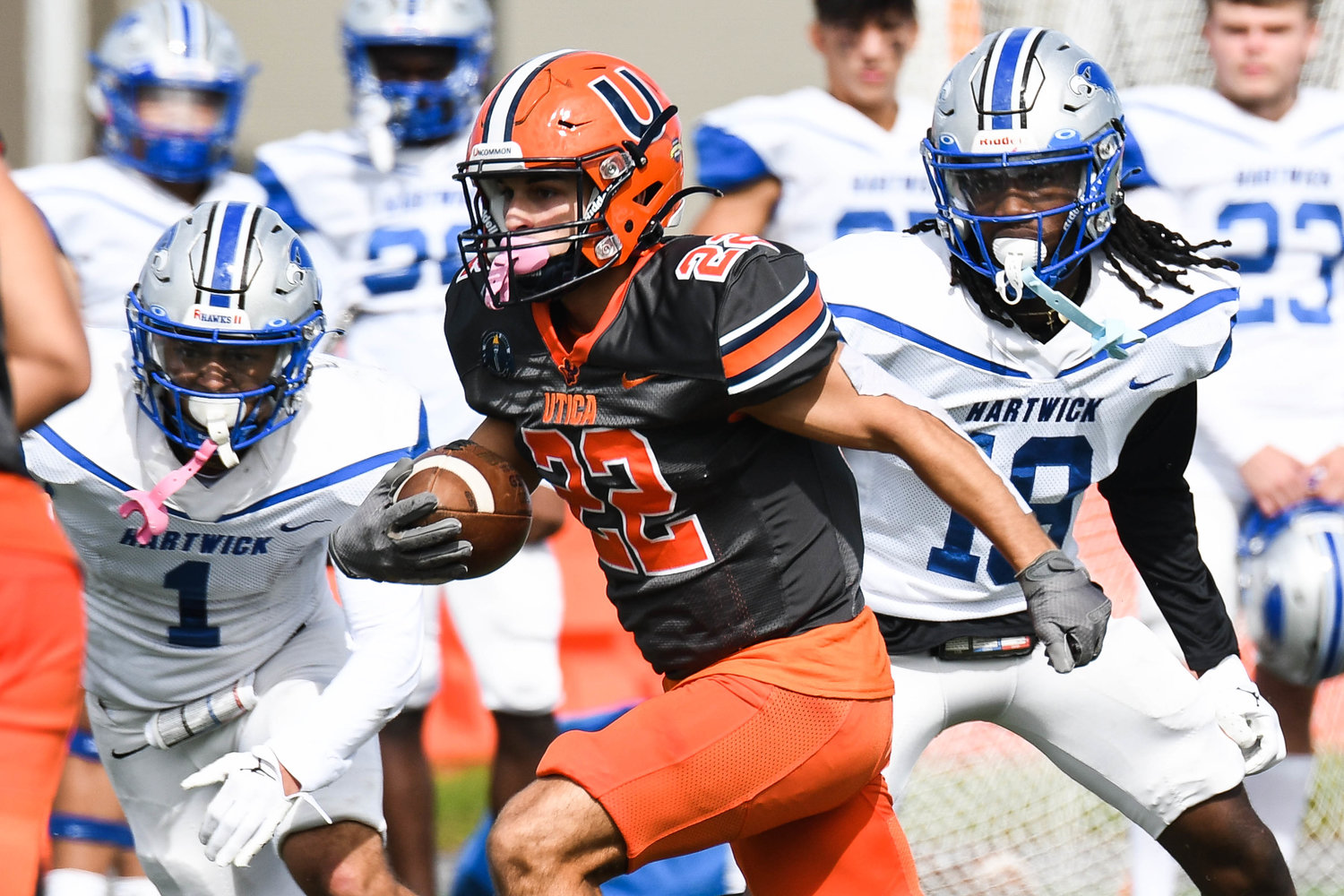 Nate Palmer runs the ball in a game against Hartwick in October.