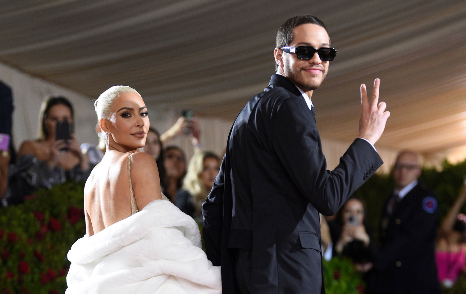 FILE - Kim Kardashian, left, and Pete Davidson attend The Metropolitan Museum of Art's Costume Institute benefit gala celebrating the opening of the "In America: An Anthology of Fashion" exhibition on May 2, 2022, in New York. (Photo by Evan Agostini/Invision/AP, File)