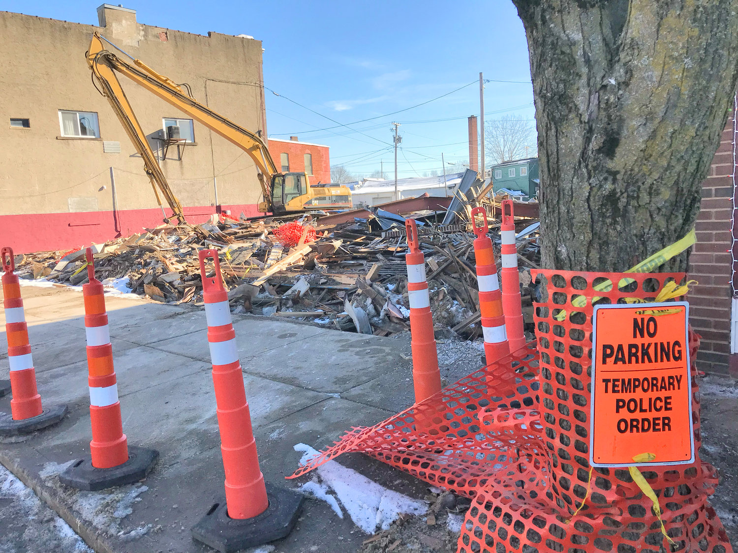 The site of the former Madison House Restaurant and apartment building is seen Thursday, Dec. 29 on Madison Street in Oneida after the structure partially collapsed a week earlier and was taken down.