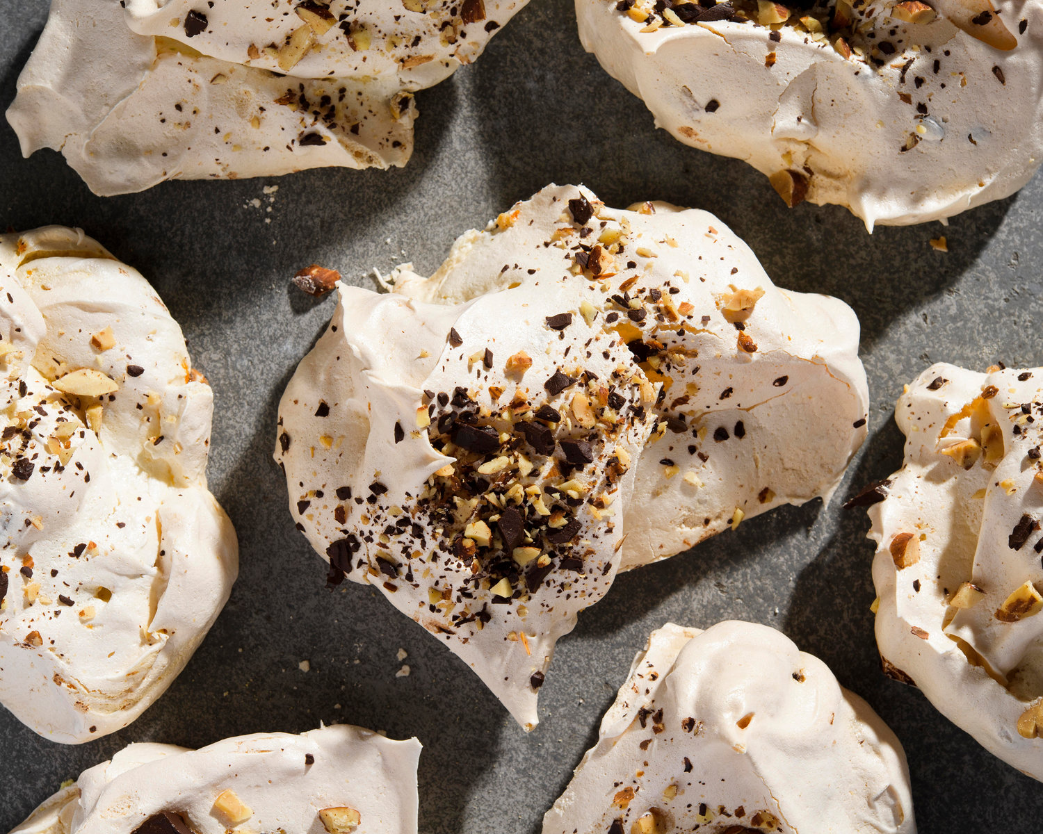 A recipe for meringue cookies topped with salted peanuts and chocolate.