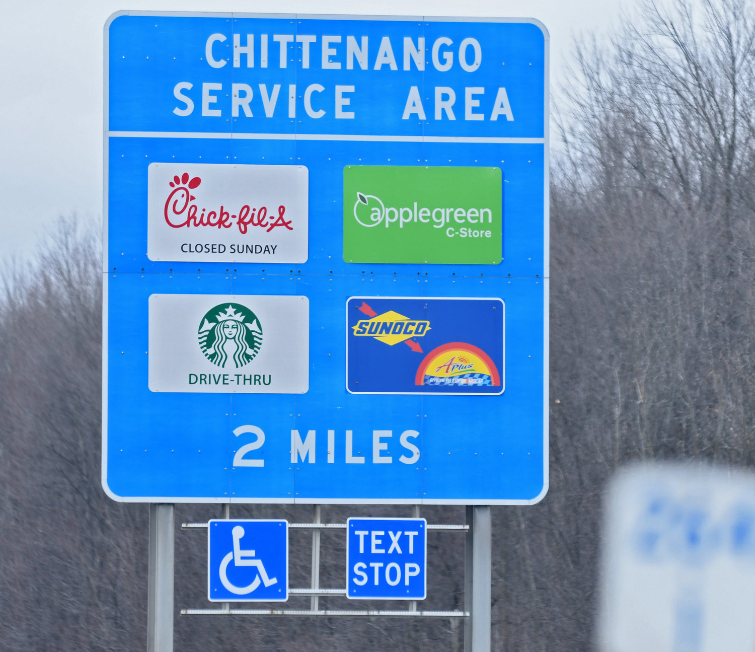 View of a sign going westbound on the NYS Thruway what is at the Chittenango Service Area Friday, December 30, 2022.