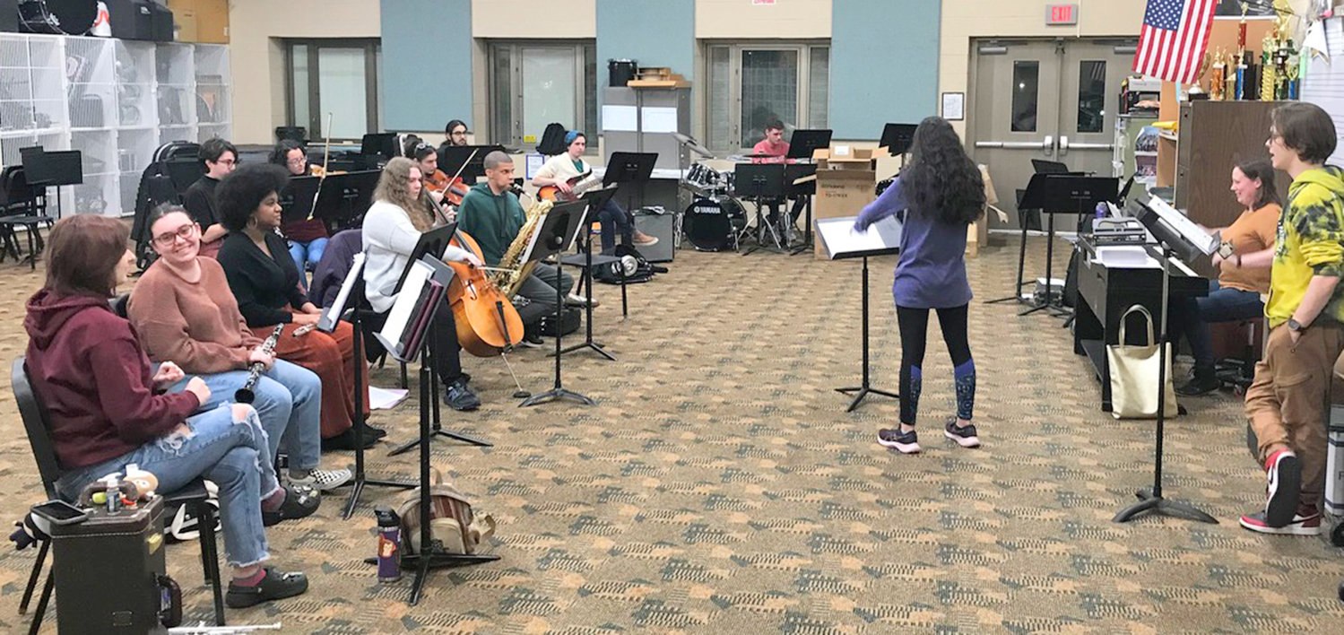 Rome Free Academy graduates and current musicians, with alumna Izabella Rivera conducting, rehearse Tuesday, Jan. 3 for their “If I Had My Time Again” show coming up Saturday, Jan. 7.
