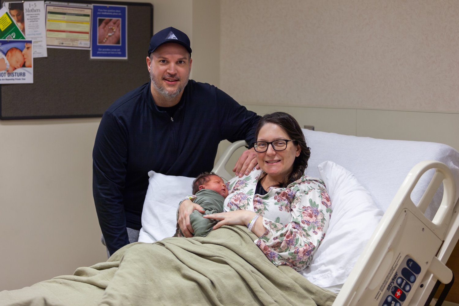 Danielle Mullen (right) and Colin Pezdek (left), from Whitesboro, are the parents of Barrett Jeffrey Pezdek, the first baby of the New Year born in Madison County at Oneida Health Hospital.