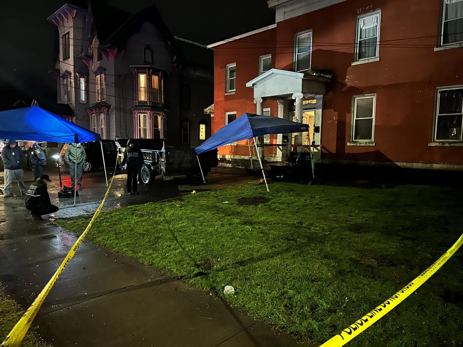Investigators work outside a residence on East Main Street in the village of Mohawk on Wednesday, January 4, after one woman stabbed her neighbor multiple times in the chest, according to New York State Police. The victim was rushed to a local hospital where she later succumbed to her injuries, and the accused attacker has been charged with attempted murder. Updated charges are likely.