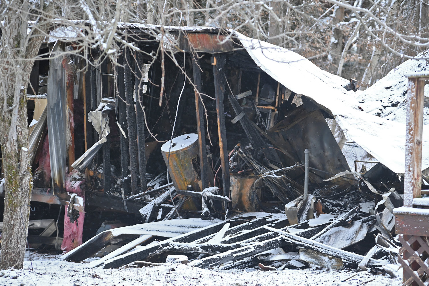 One mobile home was destroyed by a fire at the Twin Ponds Estates in the Town of Floyd Monday night, according to the Floyd Fire Department.
