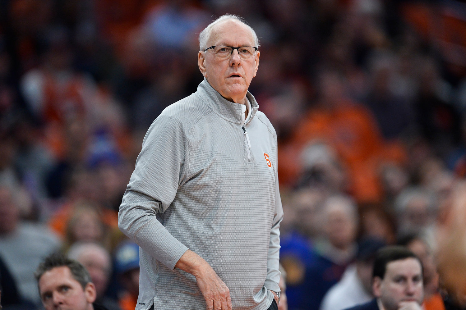 Syracuse coach Jim Boeheim watches from the sideline during the second half of the team's game against Virginia Tech on Wednesday night in Syracuse.
