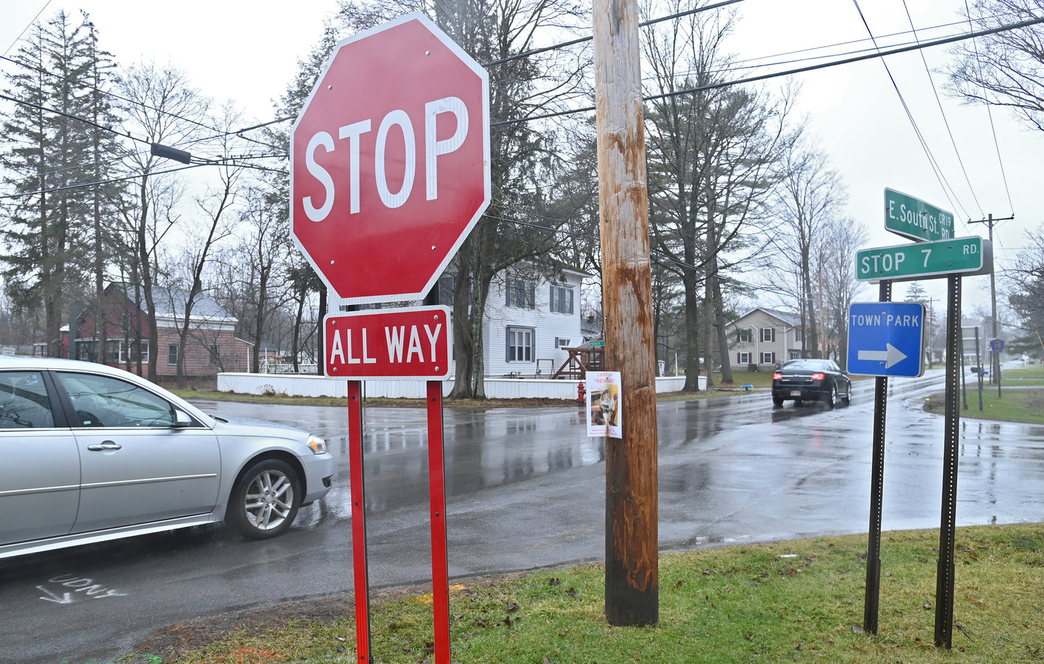 The intersection at Stop 7 Road, French Road and East South Street in Clark Mills has become a four-way stop, according to the Clark Mills Fire Department. All oncoming vehicles must stop when entering a four-way intersection, and the vehicle that stopped first is the one to go first.