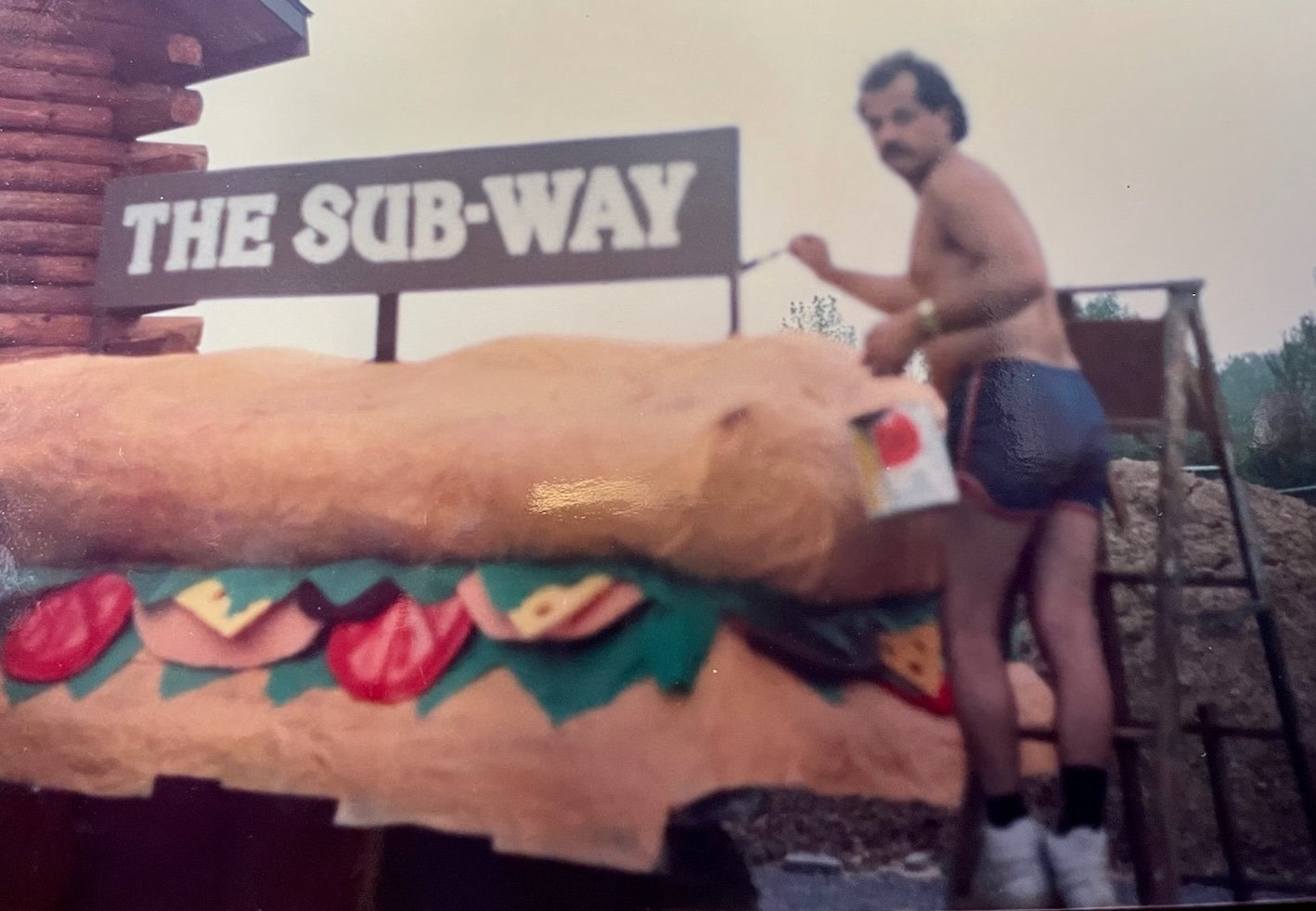 Rich Cianfrocco, owner of what was known then as The Sub-Way sandwich shop on East Dominick St., is seen making his paper mache' submarine sandwich float that was entered into Rome's annual Honor America Days Parade. Rich passed away in June of 2017 at the age of 67.