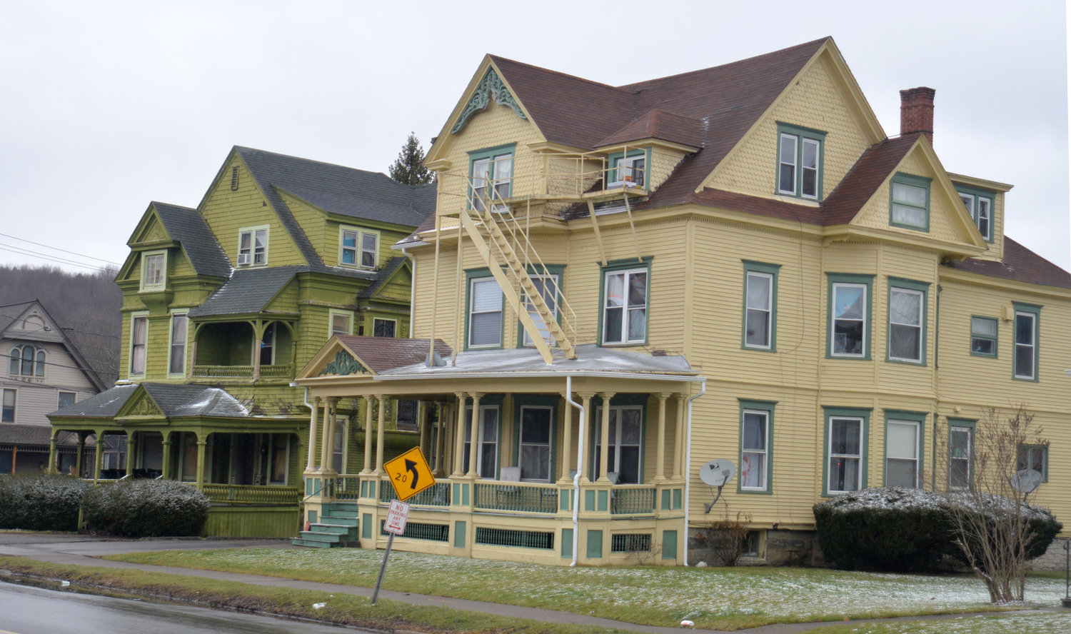 A line of Victorian-style houses on North Main Street in Cortland, Friday. Many Cortland houses built in this style were built in the late 19th century, making them more than a century old, and less environmentally friendly.