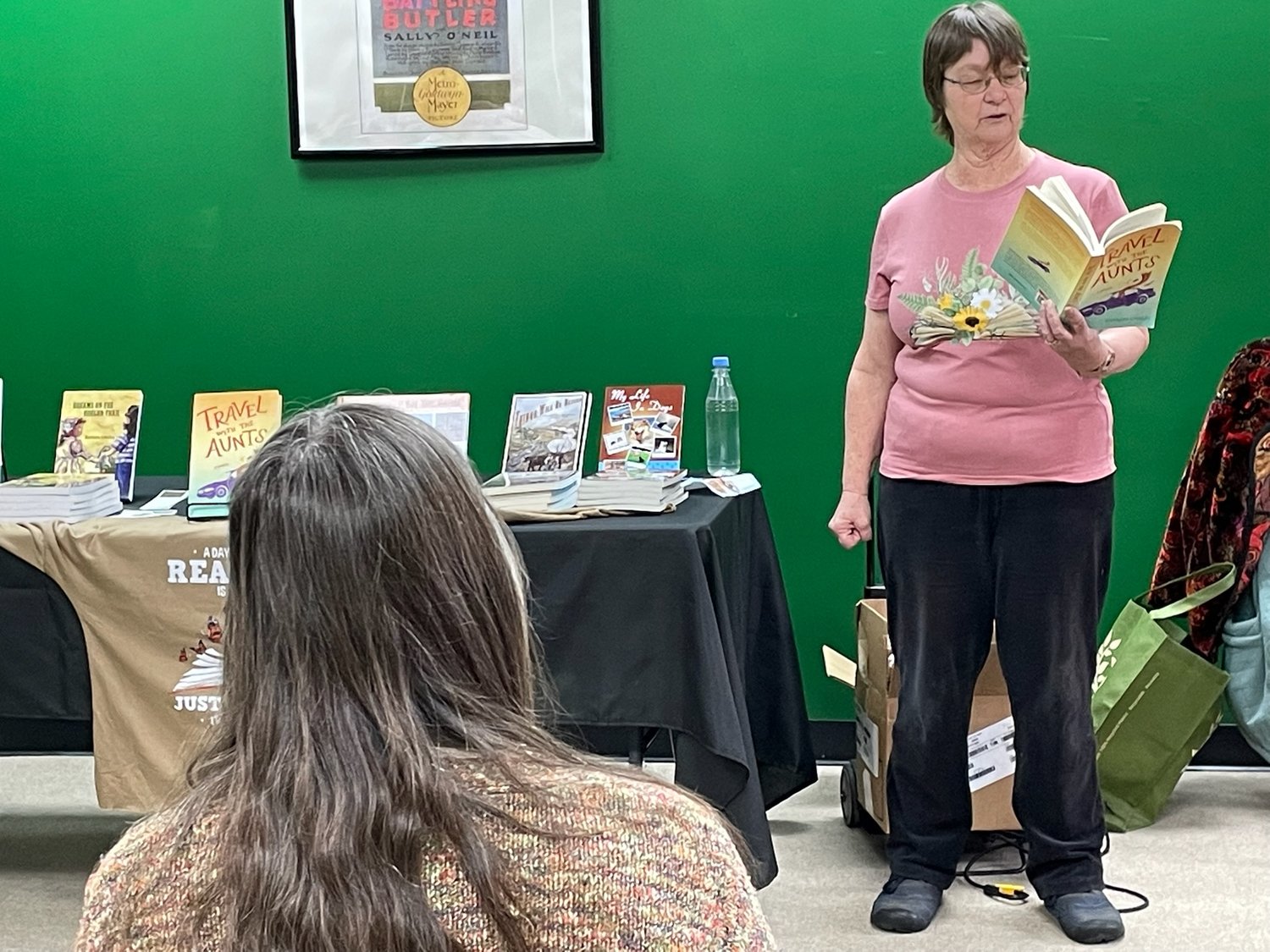 North Brookfield author and former elementary school teacher Barbara Linsley gives a talk on her latest book, "Travel with the Aunts," at Keaton & Lloyd Bookshop in Downtown Rome.