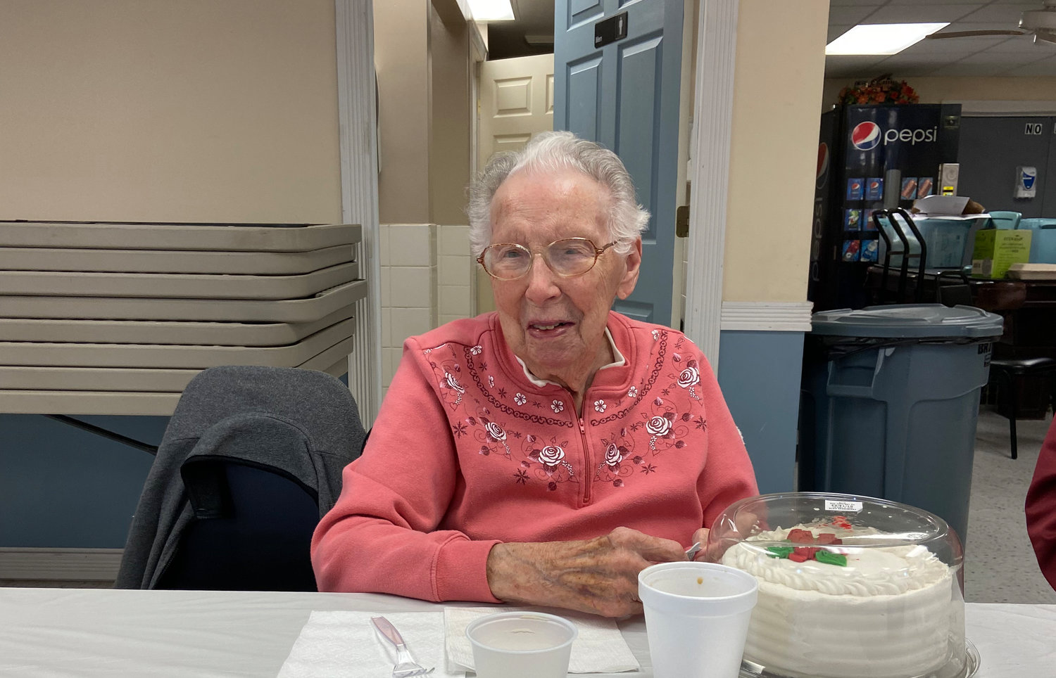 Marion Poppleton, of Verona, visits New London Fire Department for her 101st birthday on Friday.