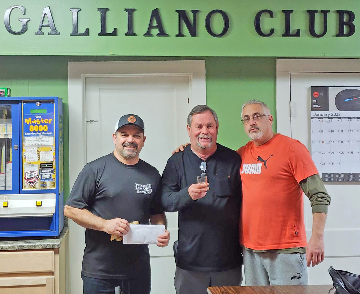 Team Loreto won the seventh annual Dan Loreto Men’s Doubles Bocce Tournament at the Galliano Club in Rome over the weekend. From left, Jimmy Guy of Team Loreto, Dan Loreto and Greg Puccio of Team Loreto.