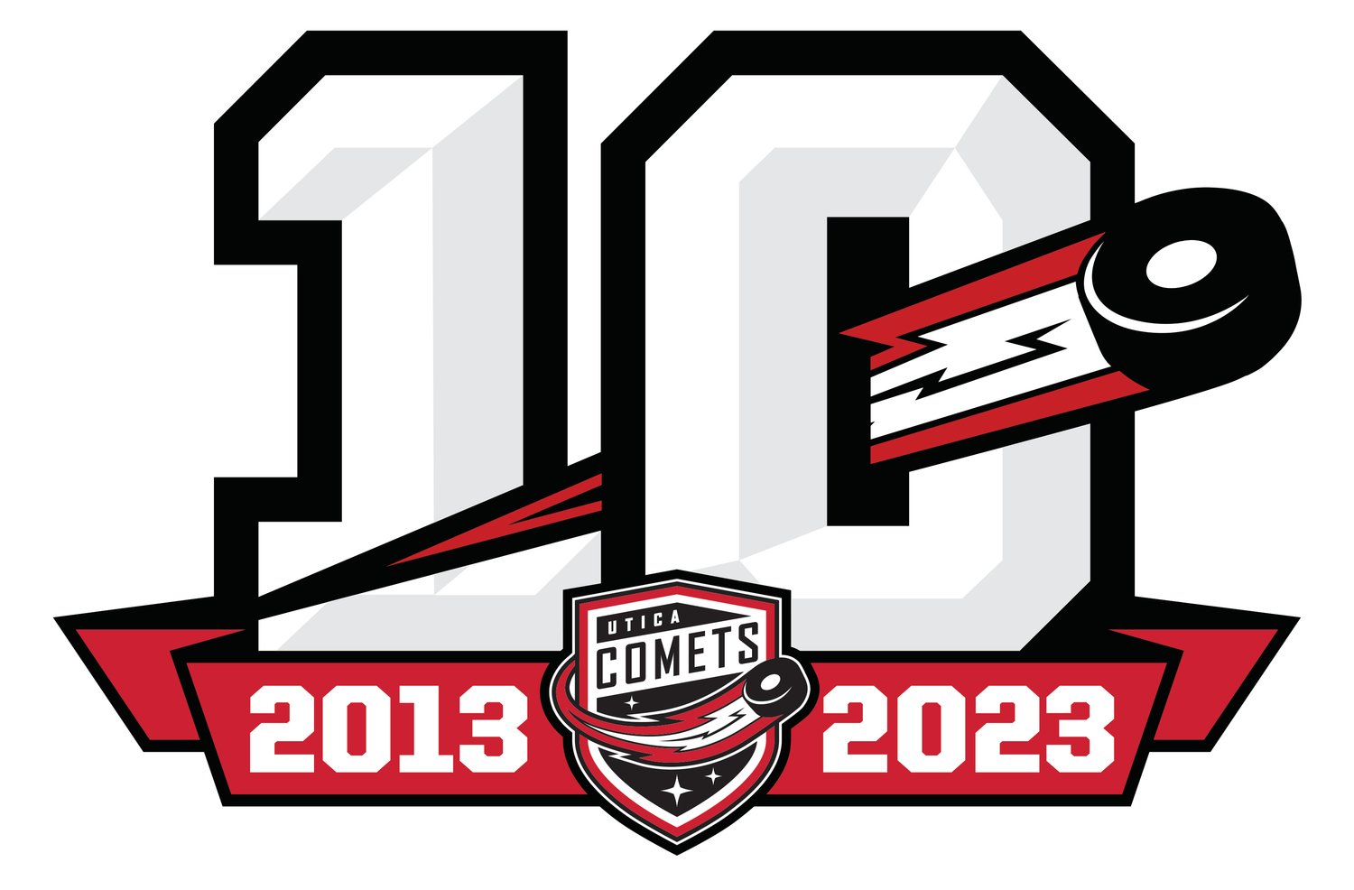 Utica Comets 10th anniversary logo