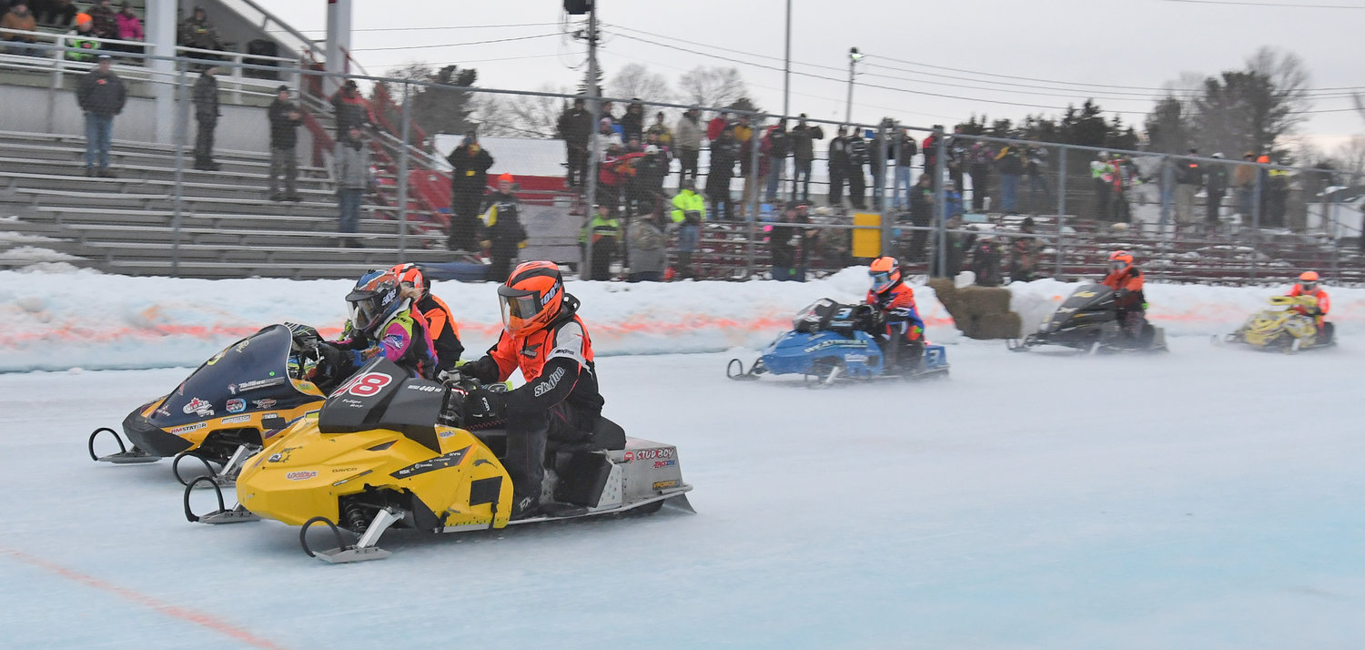 Restart of the Pro Champ Adirondack Cup race in 2020. Felipe Roy (#48) won the race, Sabrinda Blanchet came in second, and Jamie Bourgeois third.