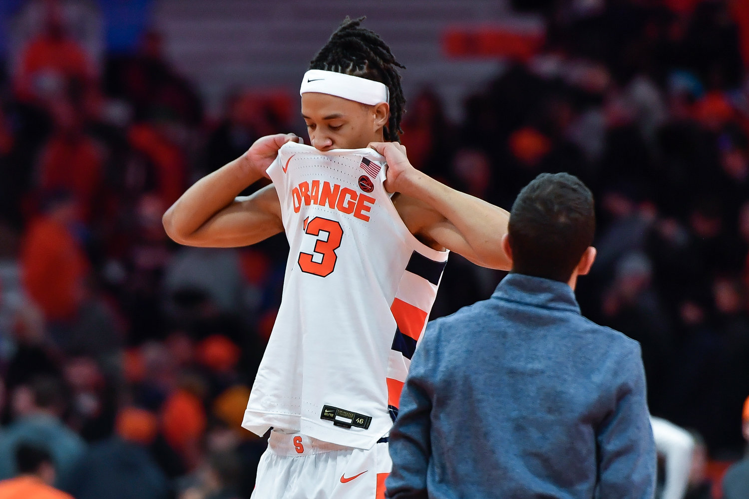 Syracuse forward Benny Williams walks off the court after the team's 72-68 loss to North Carolina on Tuesday night at the JMA Wireless Dome in Syracuse.