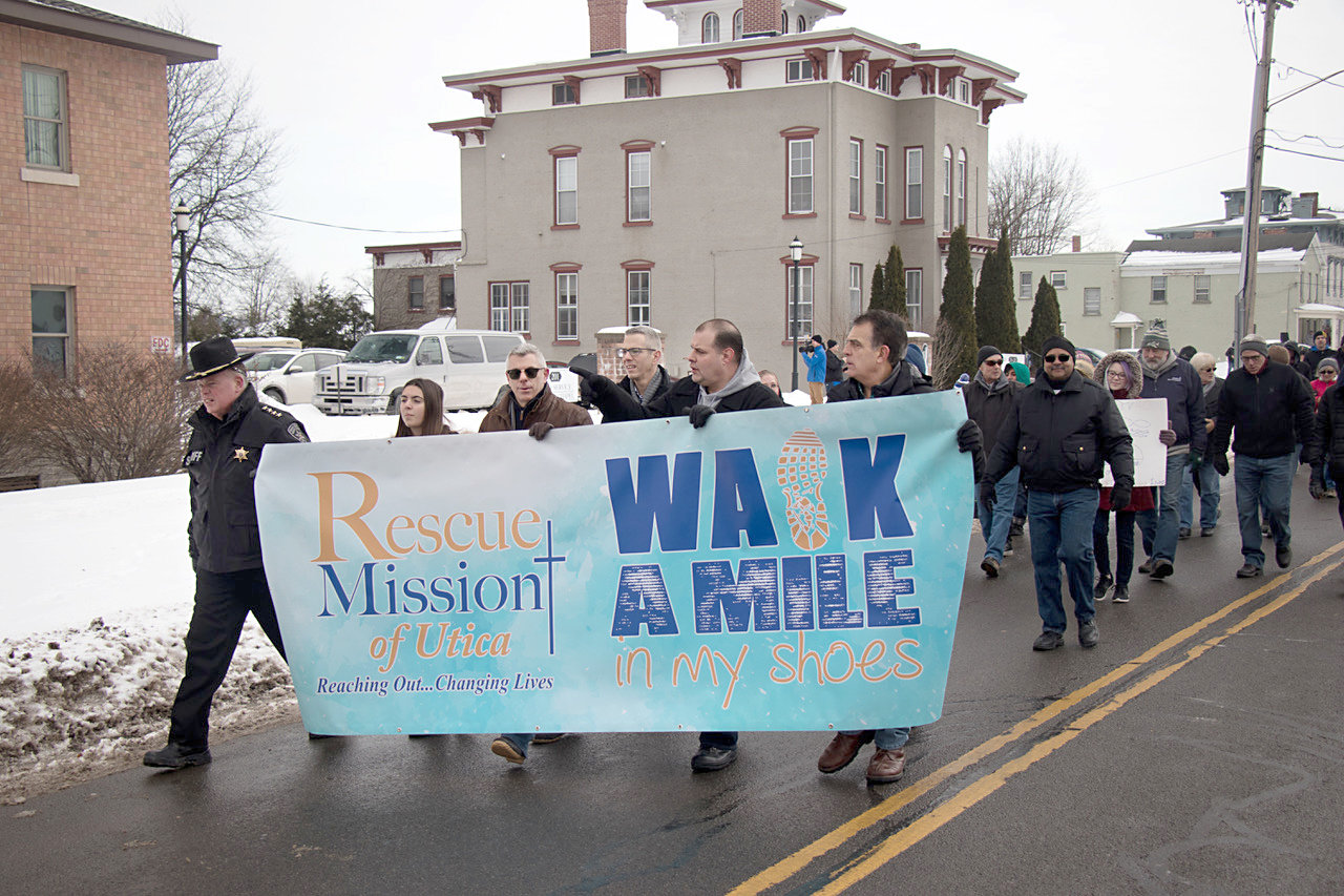 The Rescue Mission of Utica hosts its 12th annual Walk a Mile in My Shoes event Feb. 4 to raise awareness of homelessness and hunger. Registration begins at 10 a.m. at City Hall with the walk following at 11 a.m.