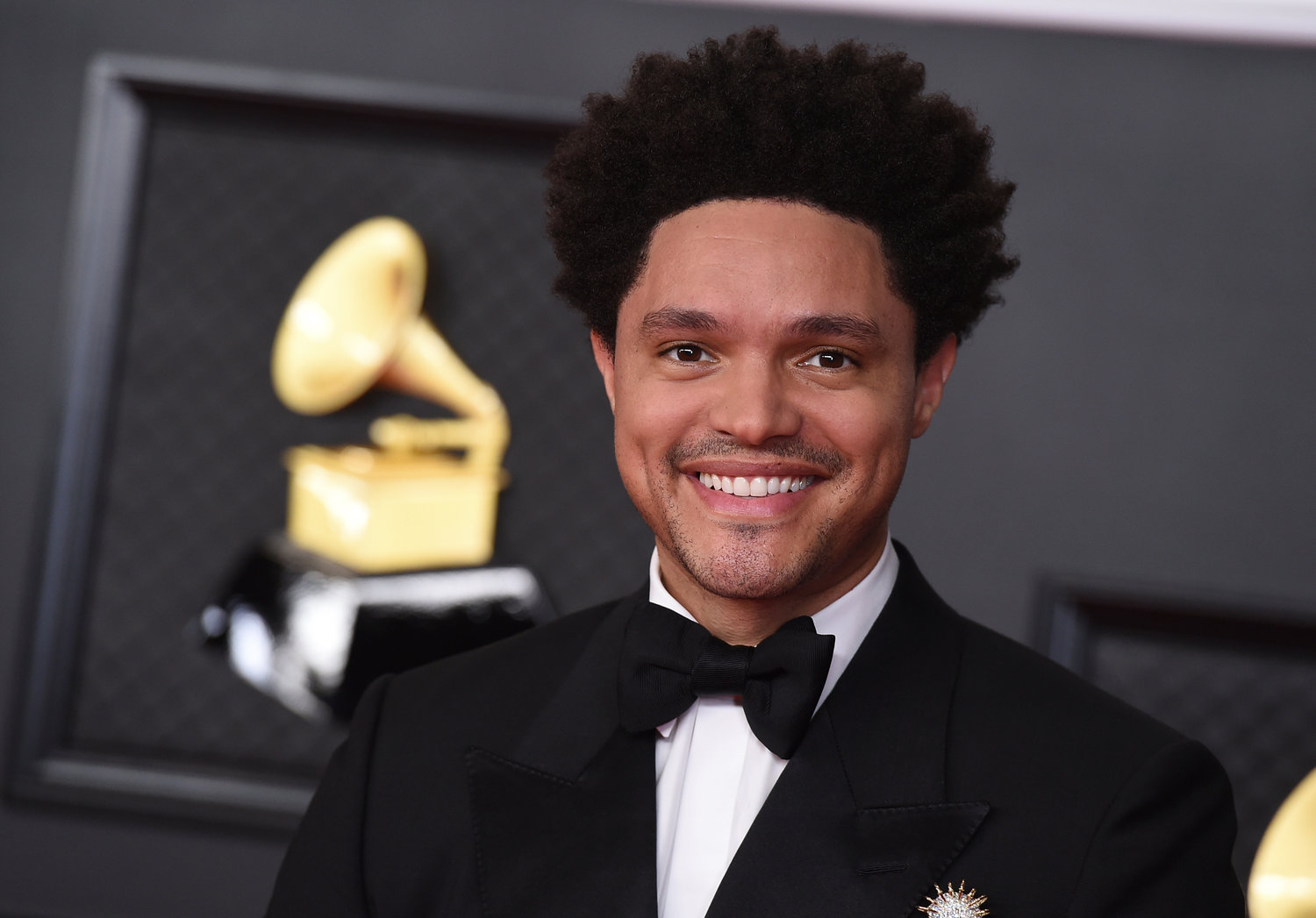 Trevor Noah appears at the 63rd annual Grammy Awards in Los Angeles on March 14, 2021. Noah is hosting the Grammy Awards for a third-straight year.