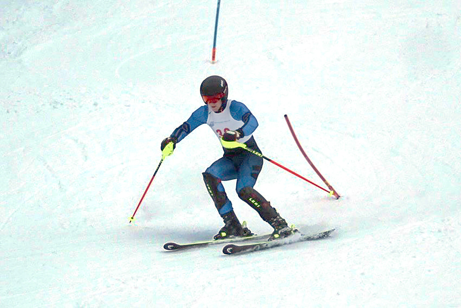 Camden’s Josh Plumley won both boys alpine ski races Friday at Woods Valley.