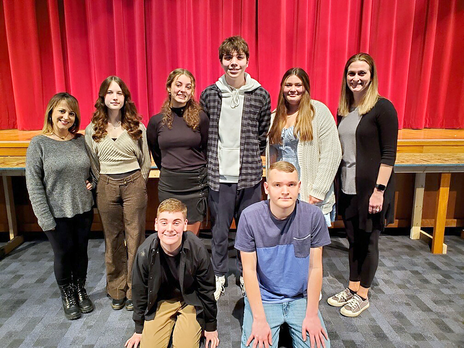Camden High School students recently participated in the English Speaking Union’s Shakespeare competition. Front row, from left, are Trevor Young and Dylan Keyes and back row, from left, are Theater Teacher and Drama Advisor Stephanie Heath, Marley Hilliker, Isabella Wing, Owen Carr, Alyssa Vera and Theater Teacher Amanda Hughes.