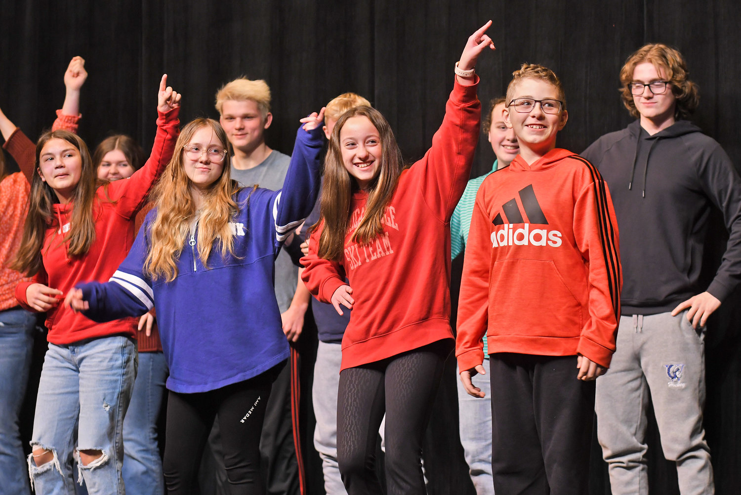 Holland Patent students perform "Morning Exercise Dance" Friday, Feb. 3 in the Clinton Middle School auditorium as part of the Chinese New Year celebration.