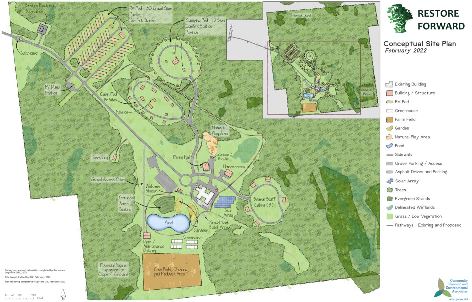 A view of the Concept Site Plan from the Restore Forward Zoning Application and Attachments before the town of Ava.