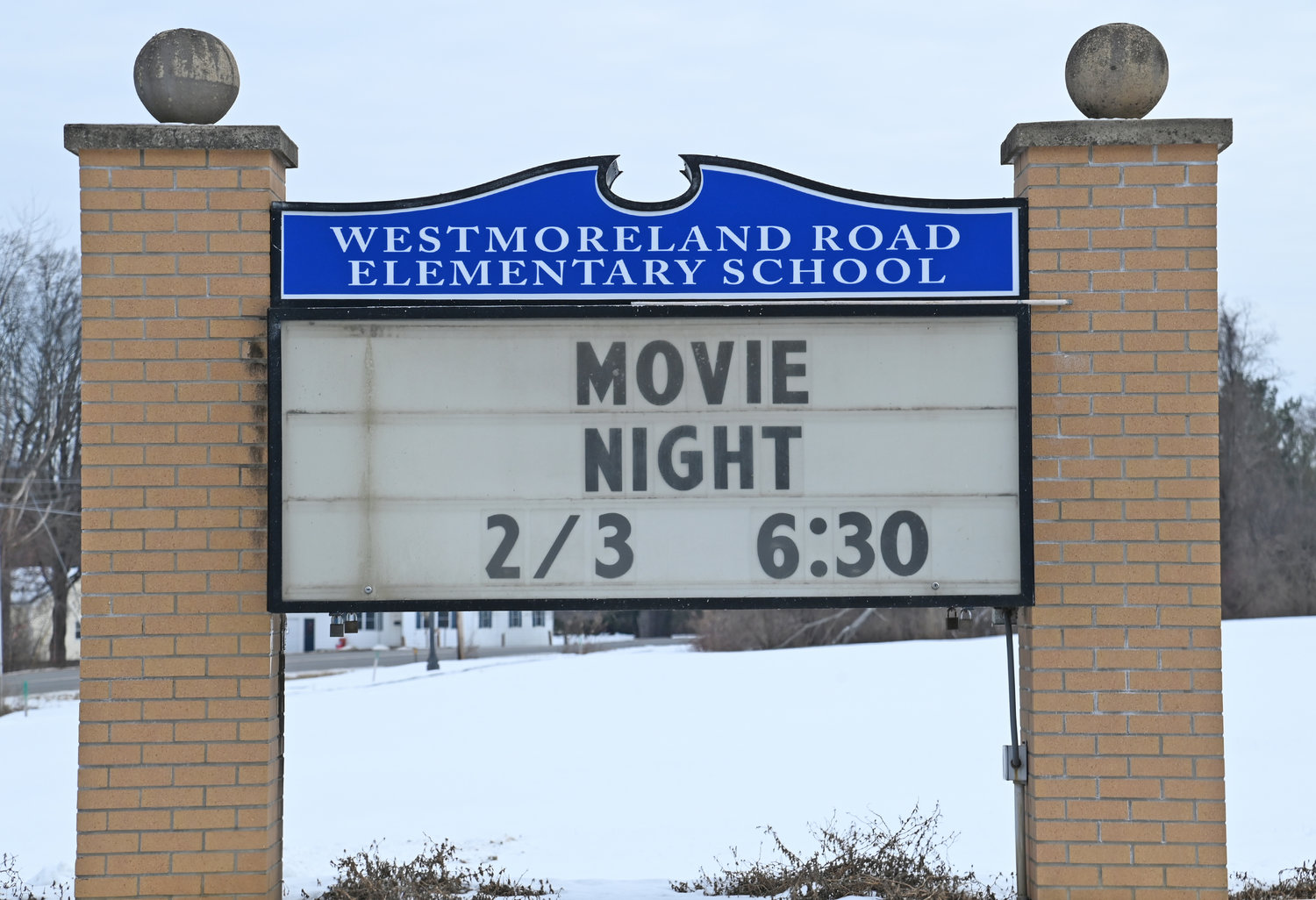 Westmoreland RD Elementary School marquee in front of the school Thursday, Feb. 2.