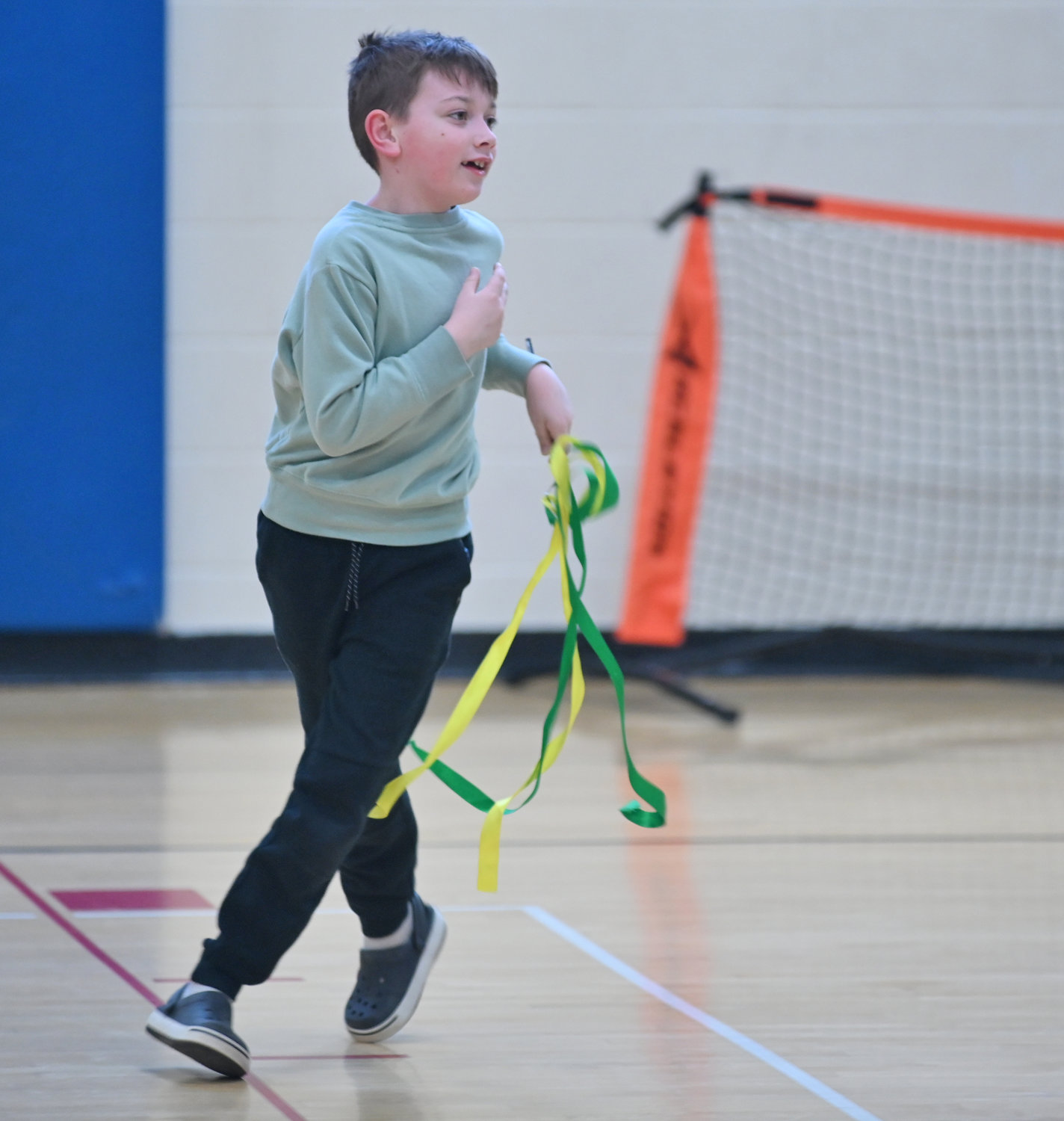 Homeschooler Jack Swartz, 7, plays during Home Zone gym classes Wednesday, Feb. 8 at the YMCA in Oneida.
