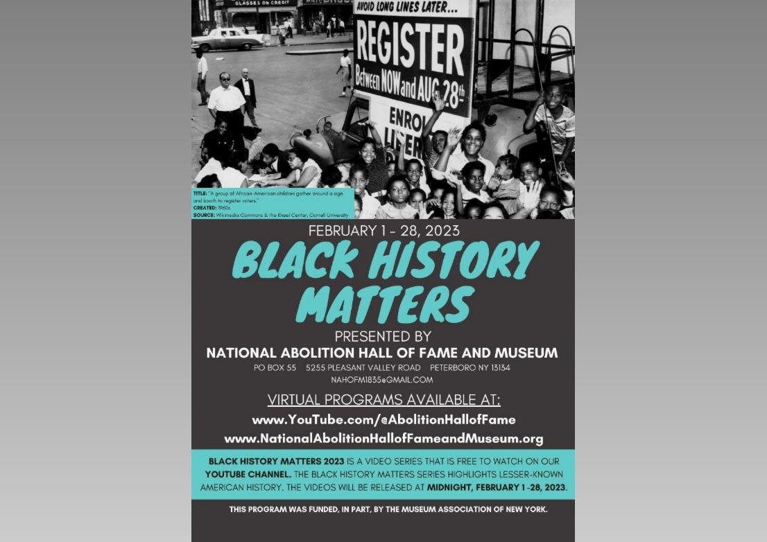 Black History Matters programs will be released at midnight on www.YouTube.com/@AbolitionHallofFame.