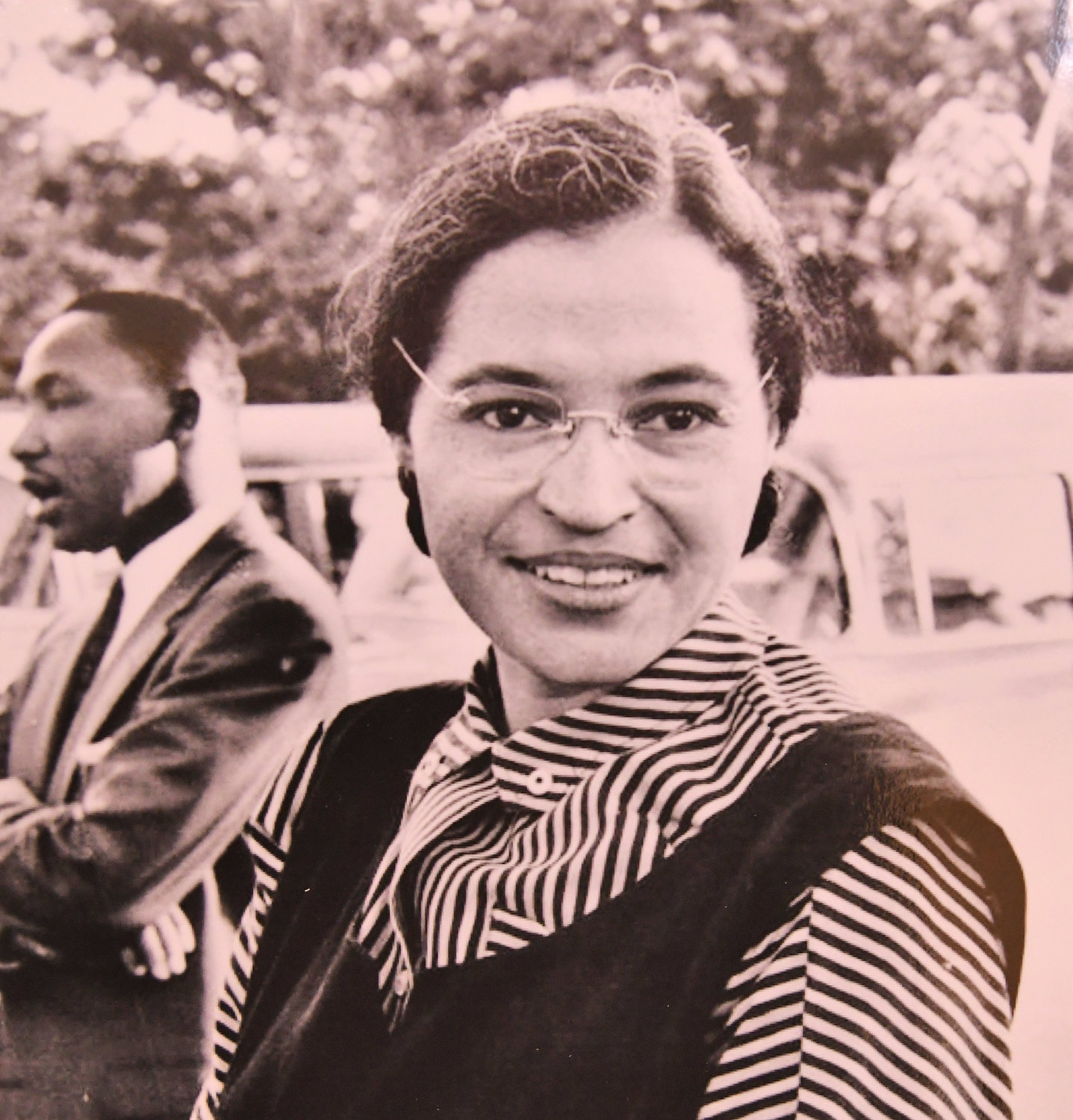 Historic photo of Rosa Parks is seen Tuesday, Feb. 14 at Strough Middle School in Rome.