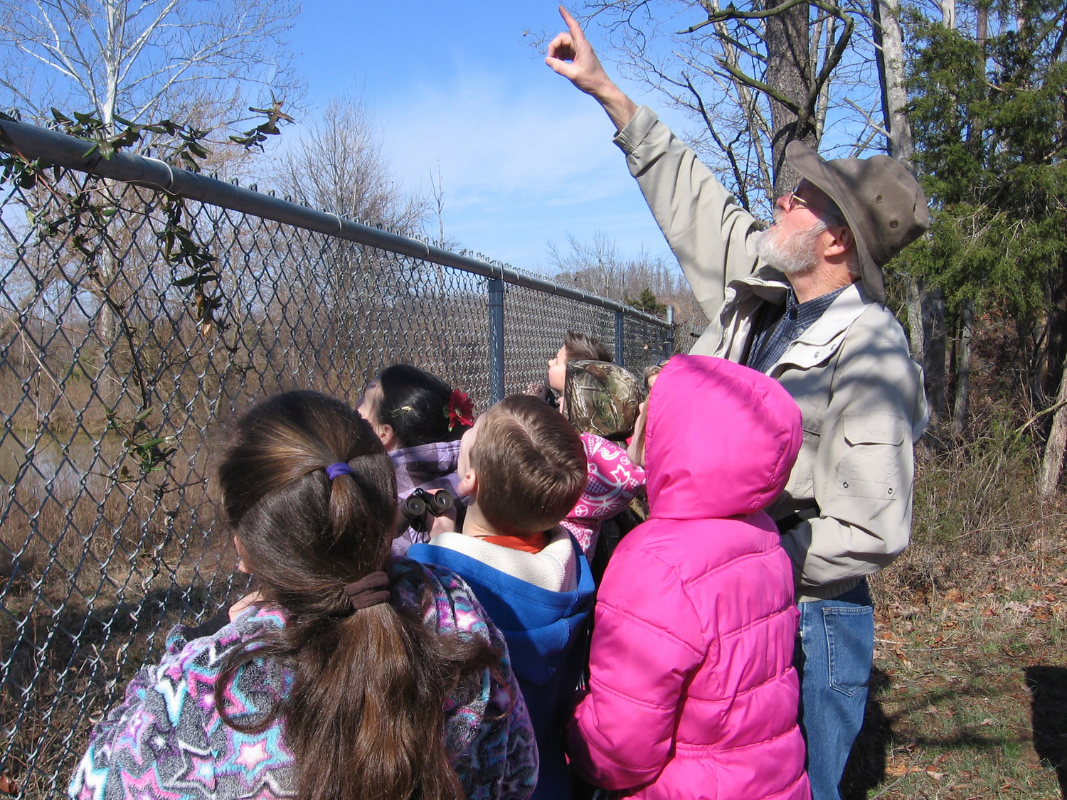 This image provided by Steve Kistler shows Kistler teaching third-graders at the Cub Run, Kentucky, Elementary School about birds during the Great Backyard Bird Count in February 2012. The count is a citizen science project that collects data used by researchers to track bird populations.