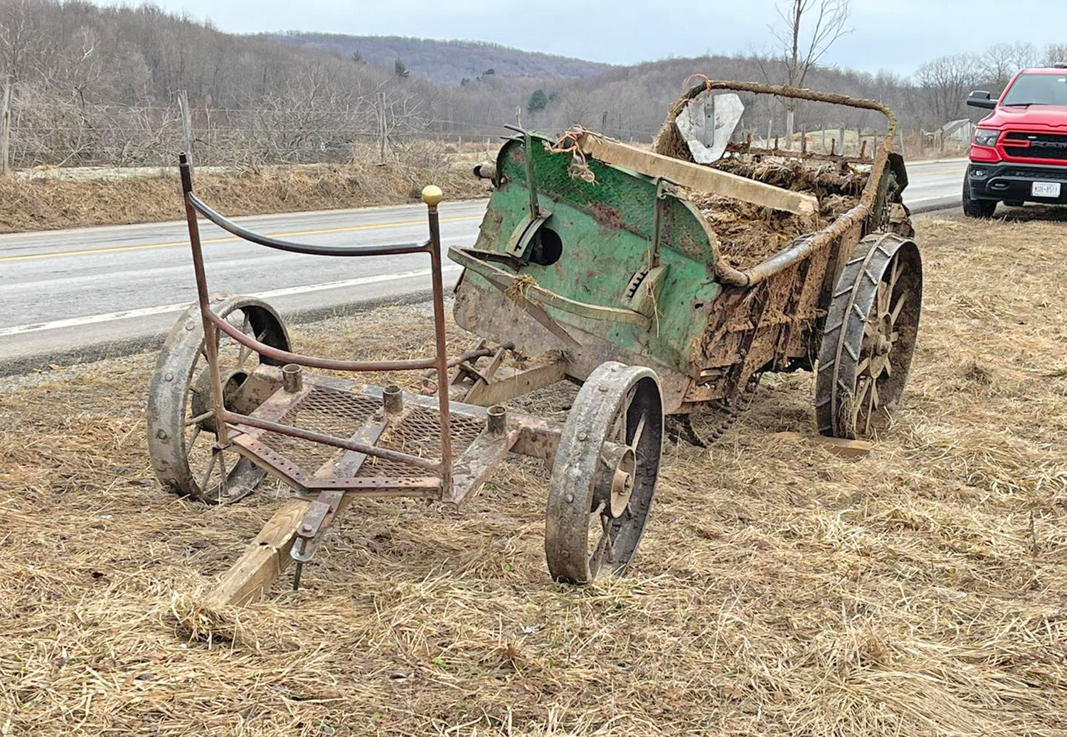 This Amish manure spreader was damaged, and it's driver hospitalized, after being struck by a Jeep on Route 274 in Western Saturday afternoon, according to the Western Fire Department.