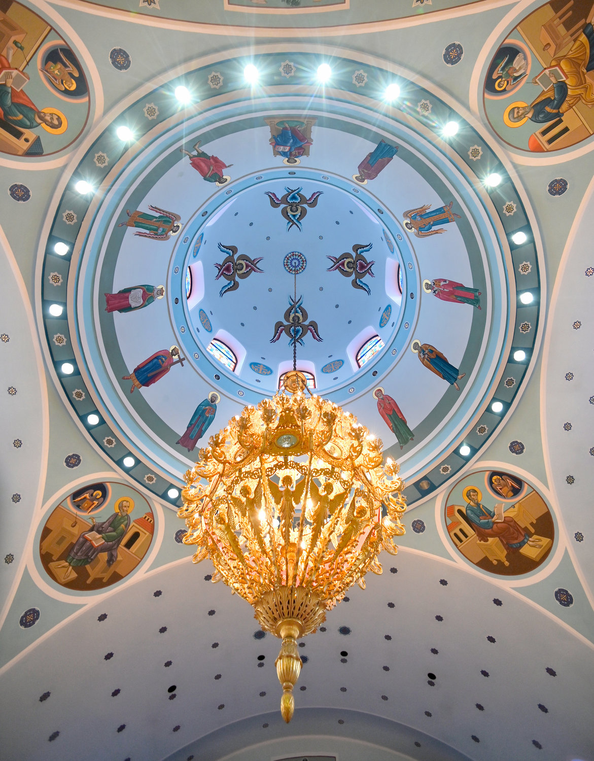LIGHTING THE WAY — An interior chandelier and artwork grace the dome at St. Volodymyr the Great Ukrainian Catholic Church in Utica on Tuesday, Feb. 21.