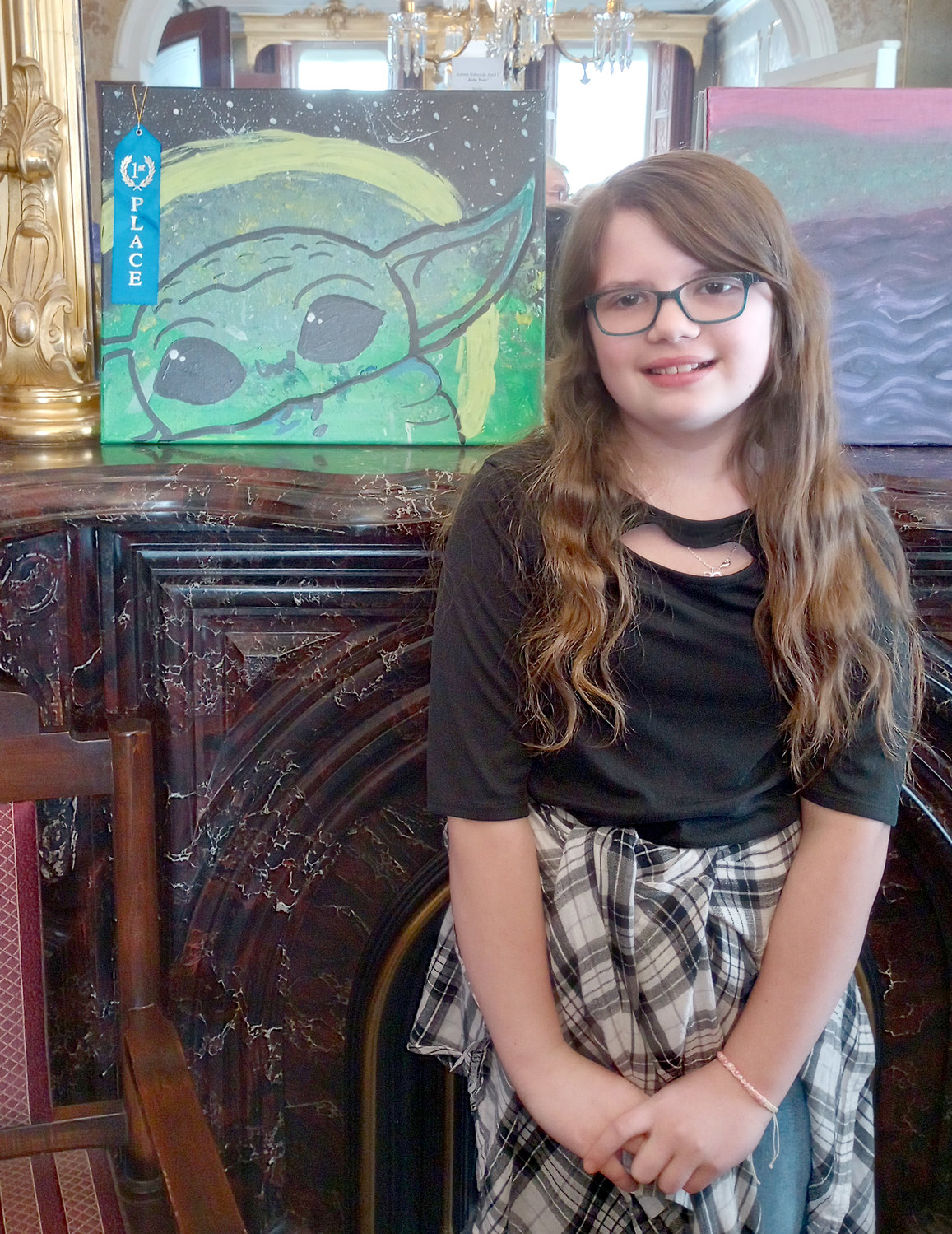 Aubree Babcock won first place with her Baby Yoda painting, in the age 10-12 age group.