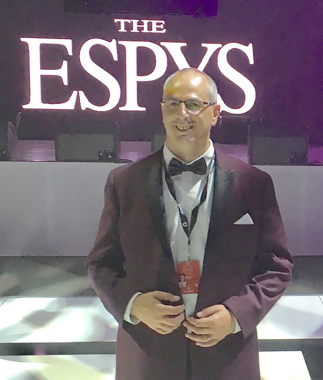 Nick Marra poses at the ESPY Awards ceremony in 2017 in Los Angeles. The Syracuse-based comedian was invited to the sports awards show to share some of his own act.