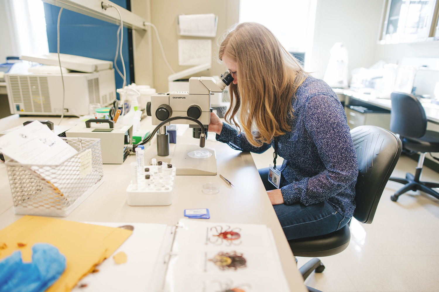 Megan Linske of the Connecticut Agricultural Experiment Station helps in the study and research of ticks and the effects that global warming is having on them.