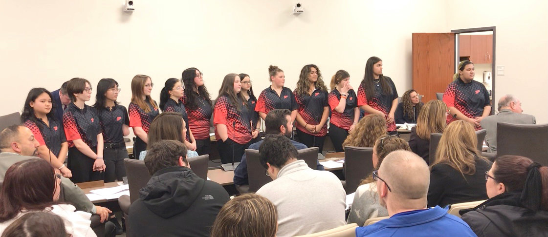 The Proctor High School girls varsity bowling team was commended Tuesday by the district's Board of Education and Acting Superintendent Brian Nolan for taking the Tri-Valley League championship this season.