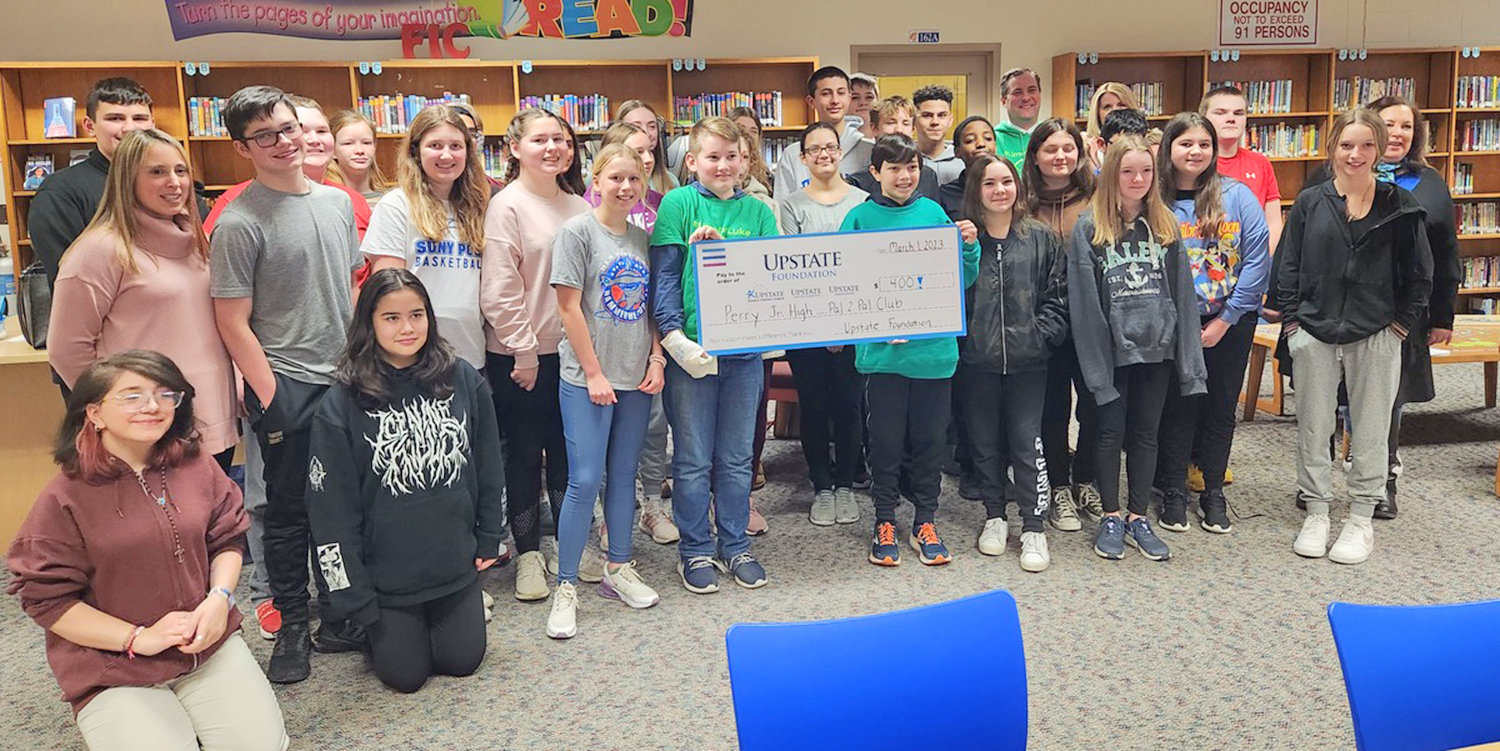 Students from the Pal 2 Pal Club at Perry Junior High School in New Hartford recently raised funds through a pajama day and bake sale to support the #Lime for Luke Pediatric Cancer Fund at Upstate Golisano Children’s Hospital.