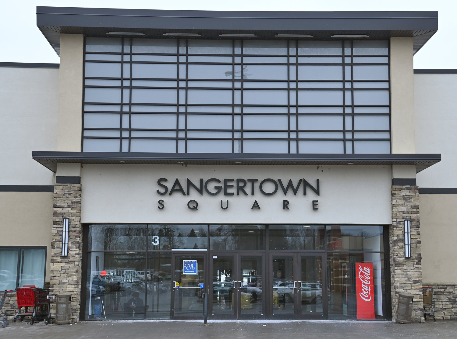 An entrance at Sangertown Square in New Hartford Monday, February 6, 2023.