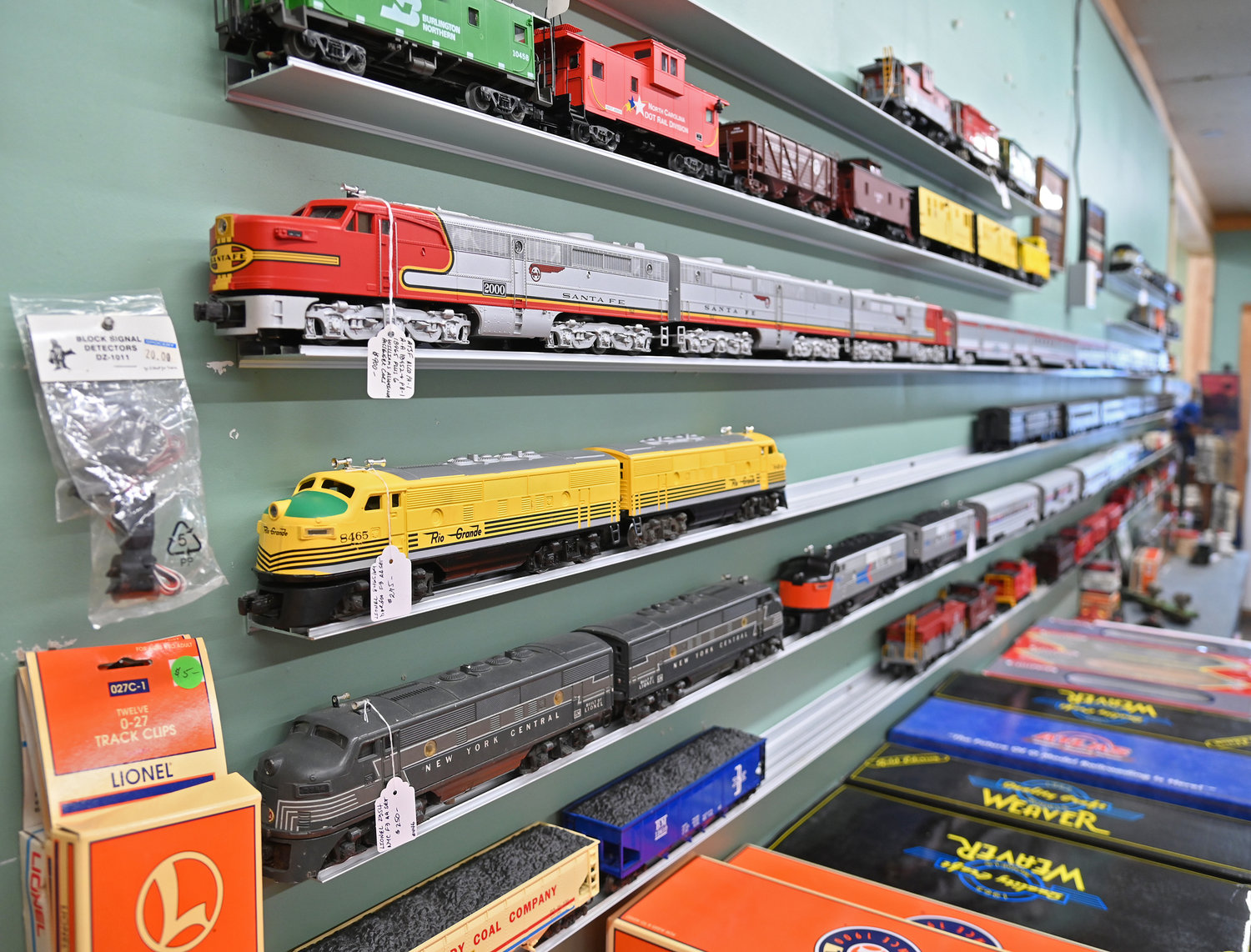 A wall of model trains is seen Friday, Feb. 3 at Whistle Post Antiques on Route 20 in Bouckville.