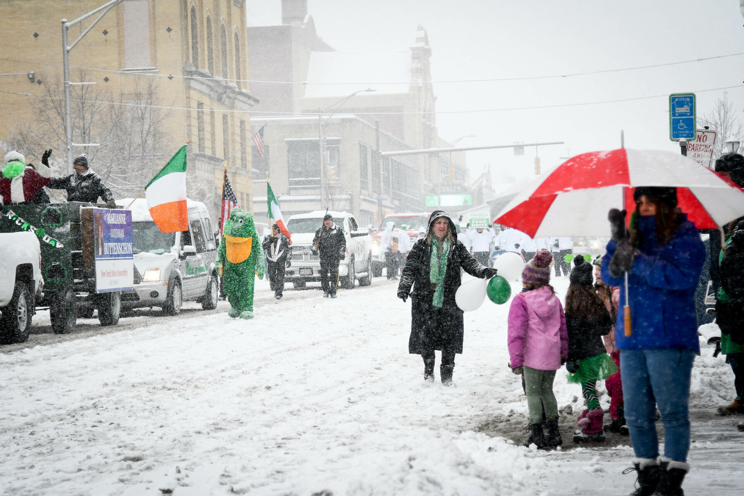 A snowy parade celebrated St. Patrick’s Day in March 2022 in Utica. The Utica St. Patrick’s Day Parade returns at 10 a.m. March 11, starting at Oneida Square.