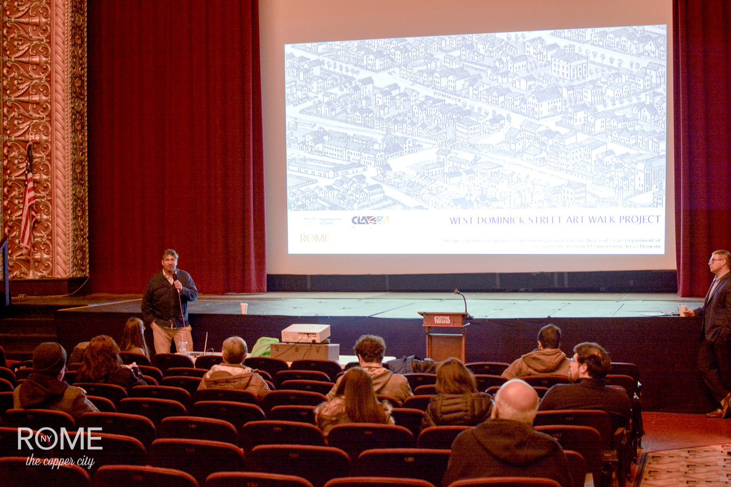 CLA Site Landscape, Architecture, Engineering & Planning, P.C. of Saratoga Springs Founder Peter Loyola, left, leads a discussion about the planning process for the city’s downtown Art Walk.