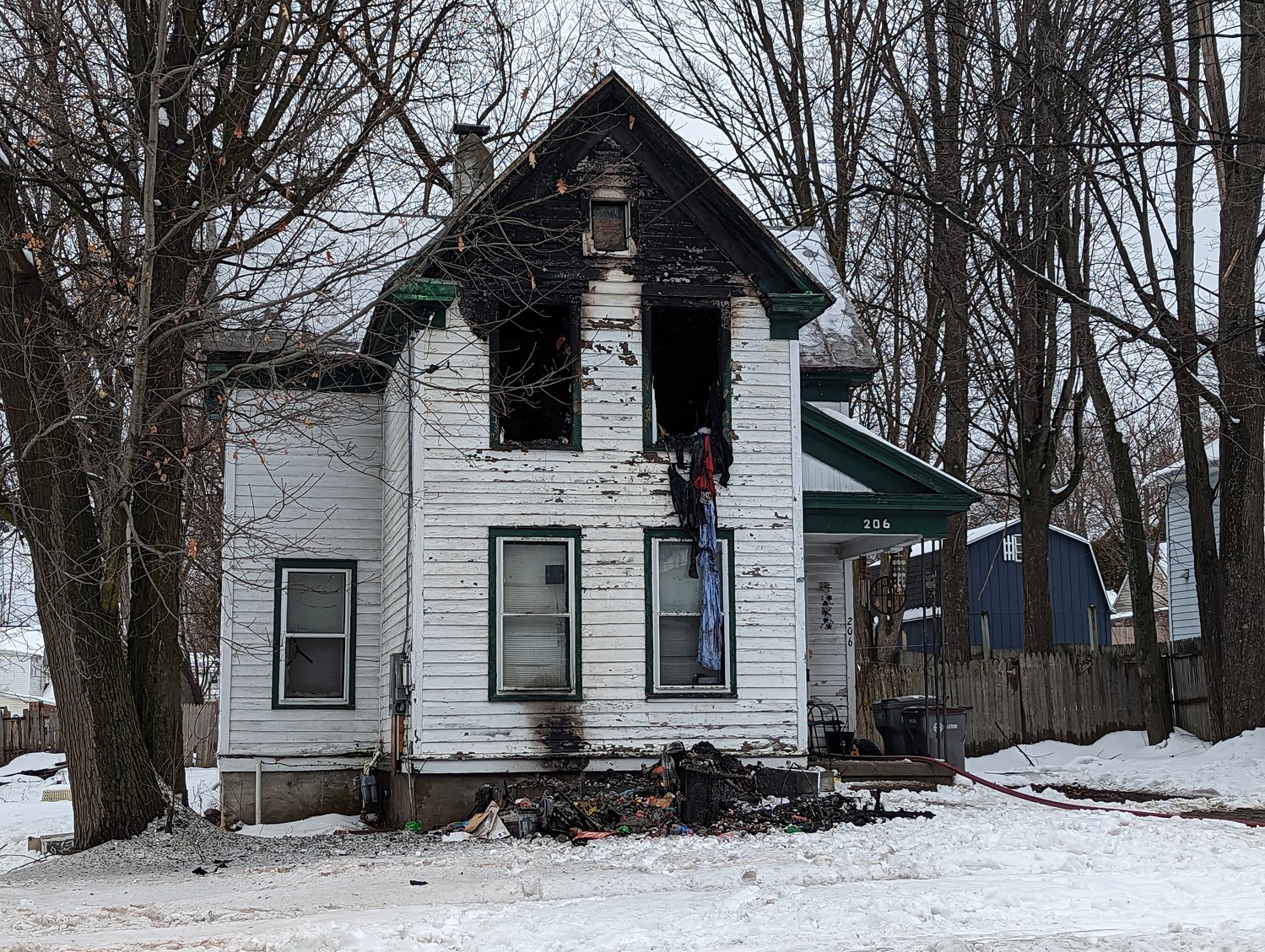 A family of five has been displaced after this house fire at 206 S. Doxtator Ave. in Rome Saturday morning. Two people were injured, including a firefighter, officials said.