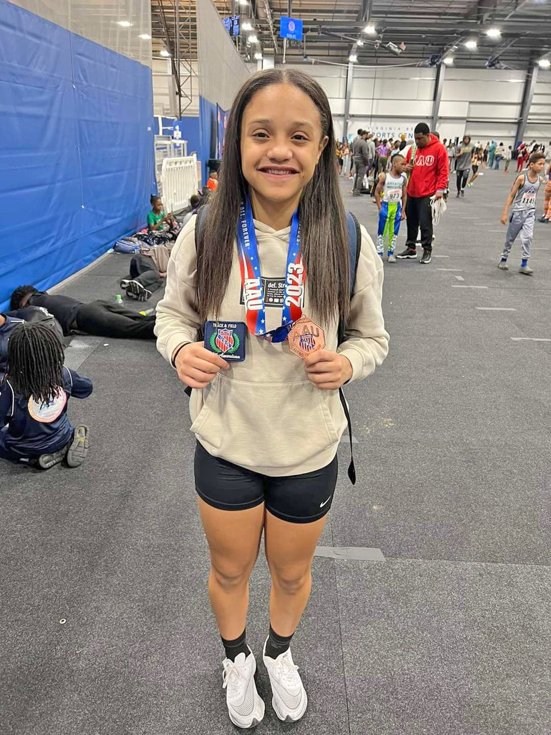 Raiyah Patterson of Utica took third in the long jump at the 2023 AAU Indoor Track and Field Nationals in Virginia Beach.