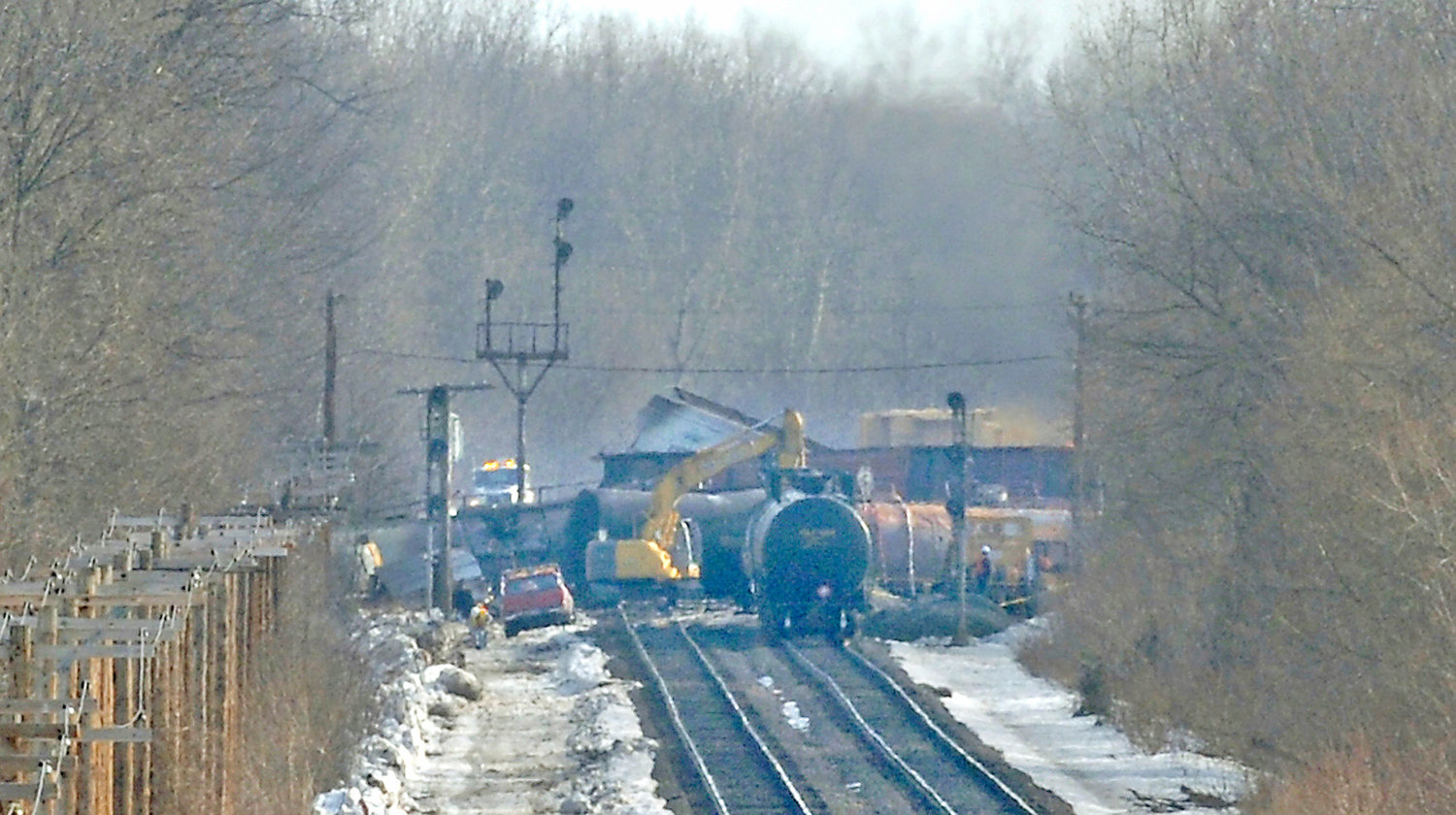 In this file photo from March 13, 2007, emergency personnel clean up a train derailment and hazardous materials spill on a CSX railroad in the City of Oneida.
