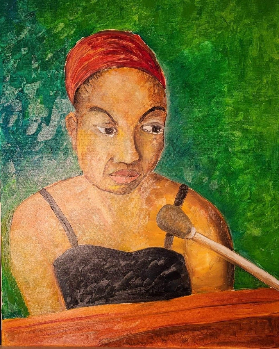 Oscar Stivala has created an 18×24 oil on canvas painting of jazz singer Nina Simone to be auctioned off to raise money for The Creative Outpost in Little Falls.