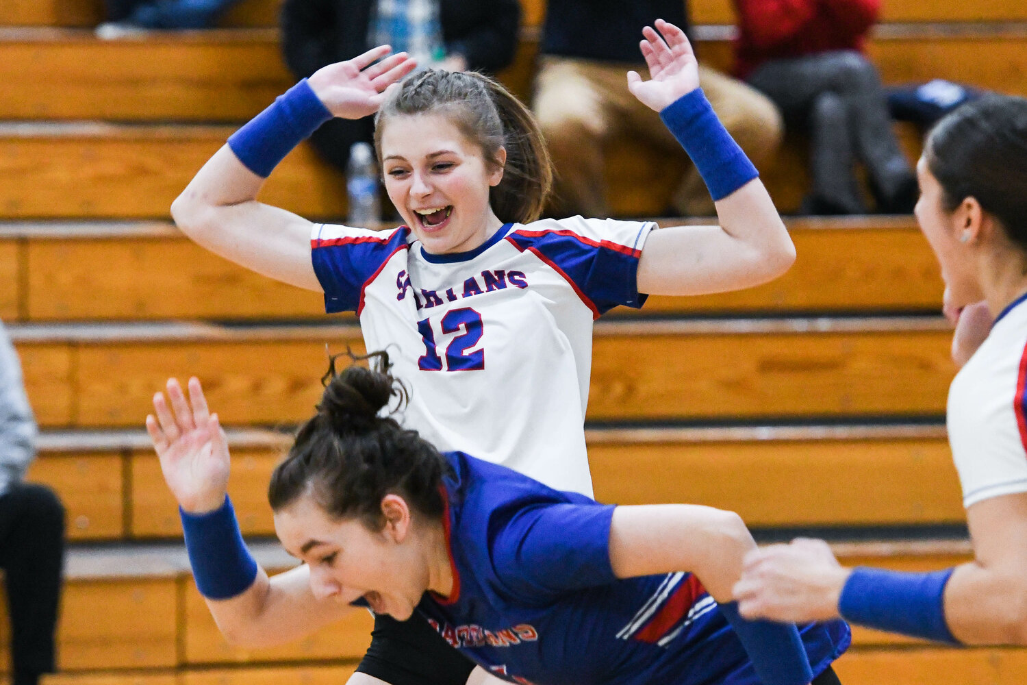 New Hartford players Makenzie Desmarais (12), shown during a contest against Rome Free Academy during the 2022-23 season, was named the Tri-Valley League Player of the Year.