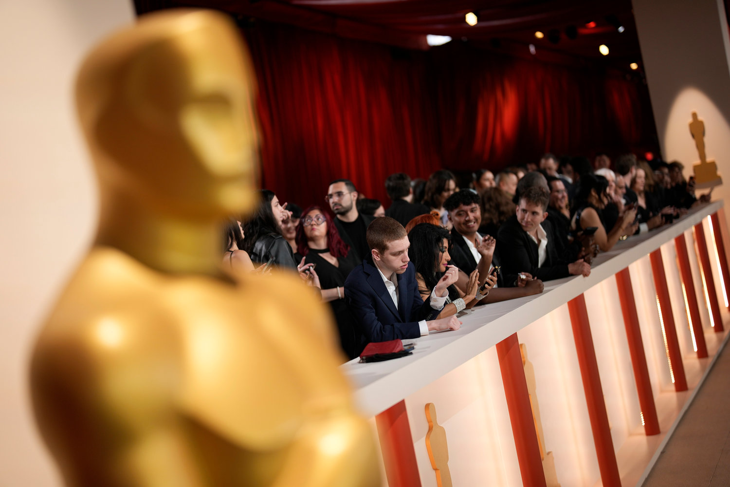 A view of fans on the carpet at the Oscars on Sunday, March 12, 2023, at the Dolby Theatre in Los Angeles. (AP Photo/John Locher)