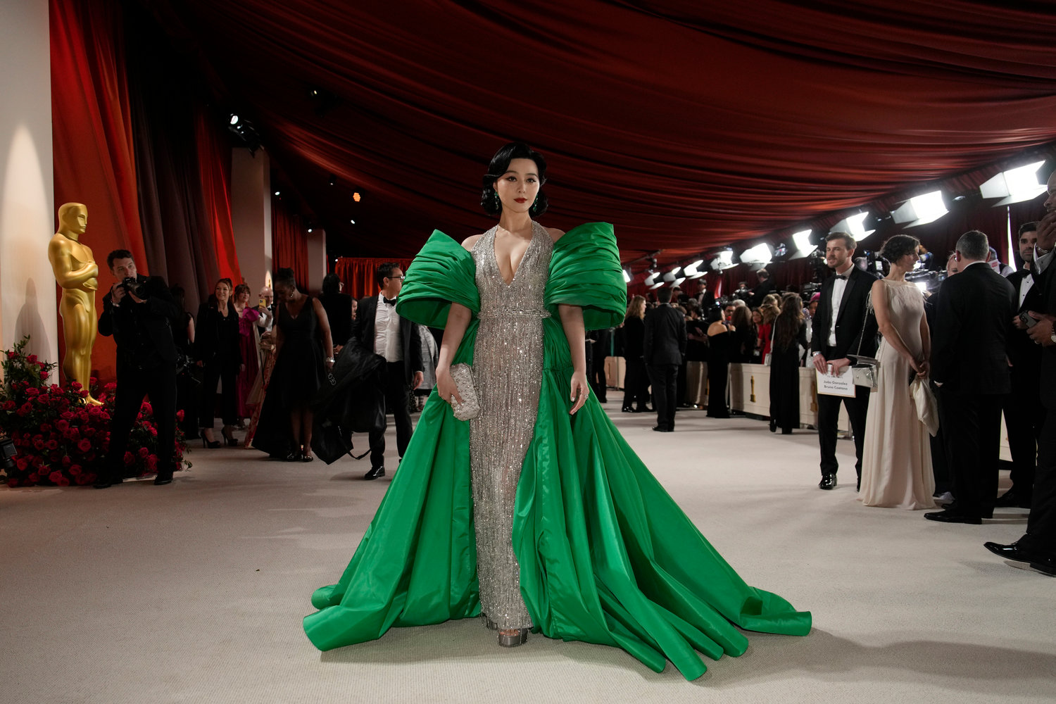 Fan Bingbing arrives at the Oscars on Sunday, March 12, 2023, at the Dolby Theatre in Los Angeles. (AP Photo/John Locher)