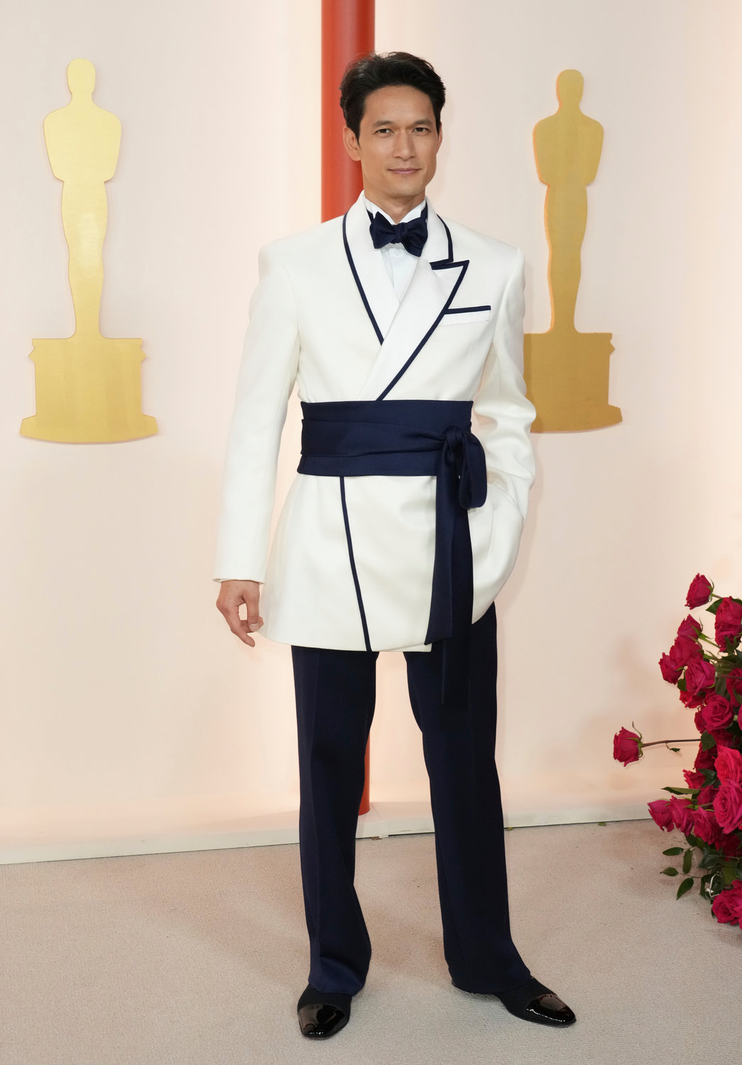 Harry Shum Jr. arrives at the Oscars on Sunday, March 12, 2023, at the Dolby Theatre in Los Angeles. (Photo by Jordan Strauss/Invision/AP)