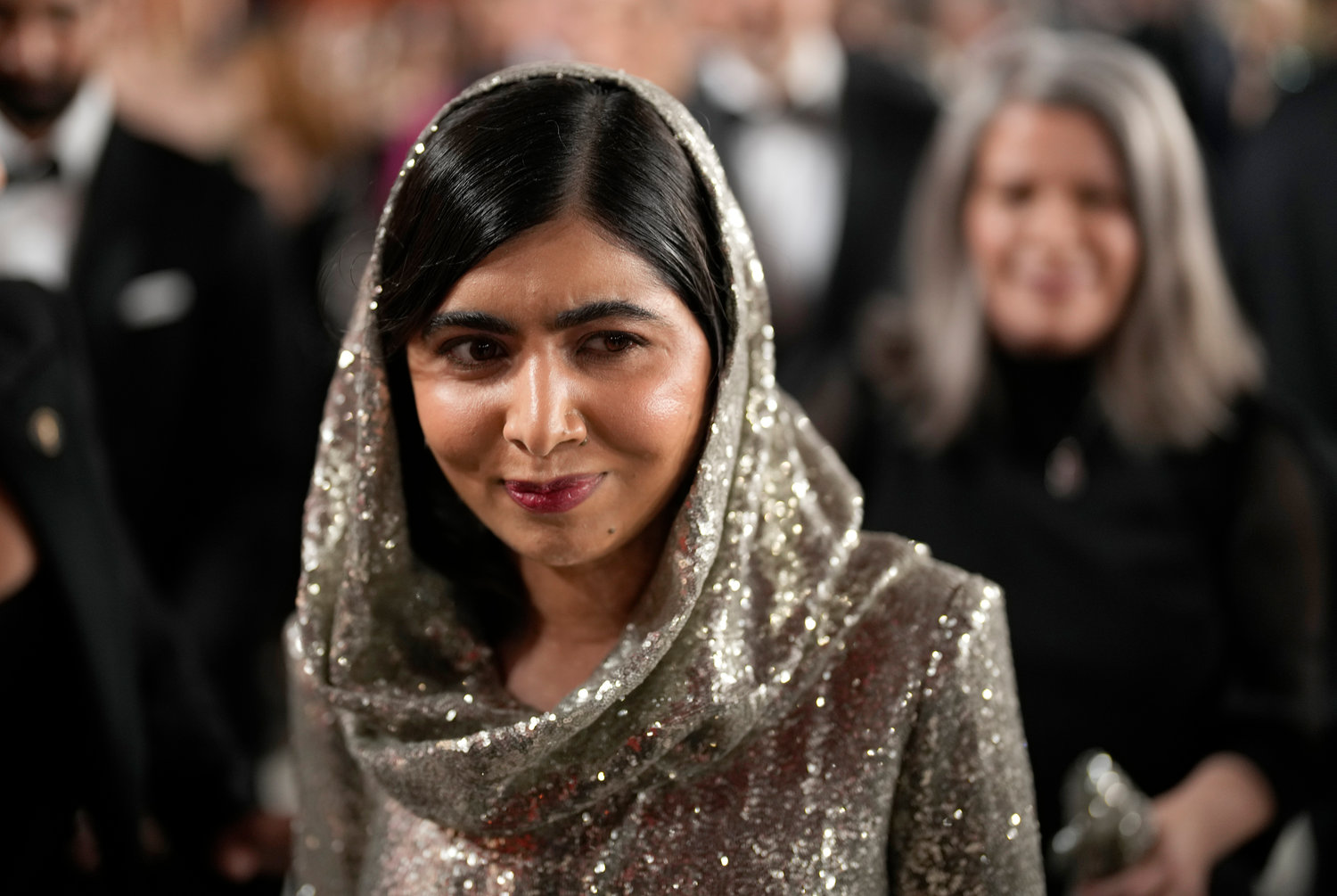 Malala Yousafzai arrives at the Oscars on Sunday, March 12, 2023, at the Dolby Theatre in Los Angeles. (AP Photo/John Locher)
